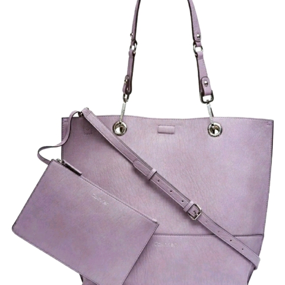 Calvin Klein Handbags - NWT CALVIN KLEIN LAVENDER TOTE & WRISTLET